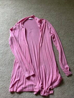 Chris & Carol Pink Open-Front Draped Cardigan